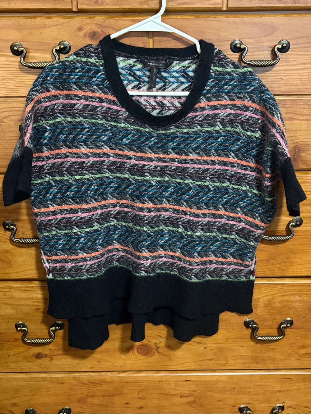 BCBGMAXAZRIA Max Azria Multicolor Knit Short Sleeve Sweater Size S